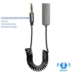 Car Bluetooth 5.2 Receiver Adapter Music for Car USB 3.5mm Jacks High Audio Call Assistance Adapter Plug And Play Transmitter