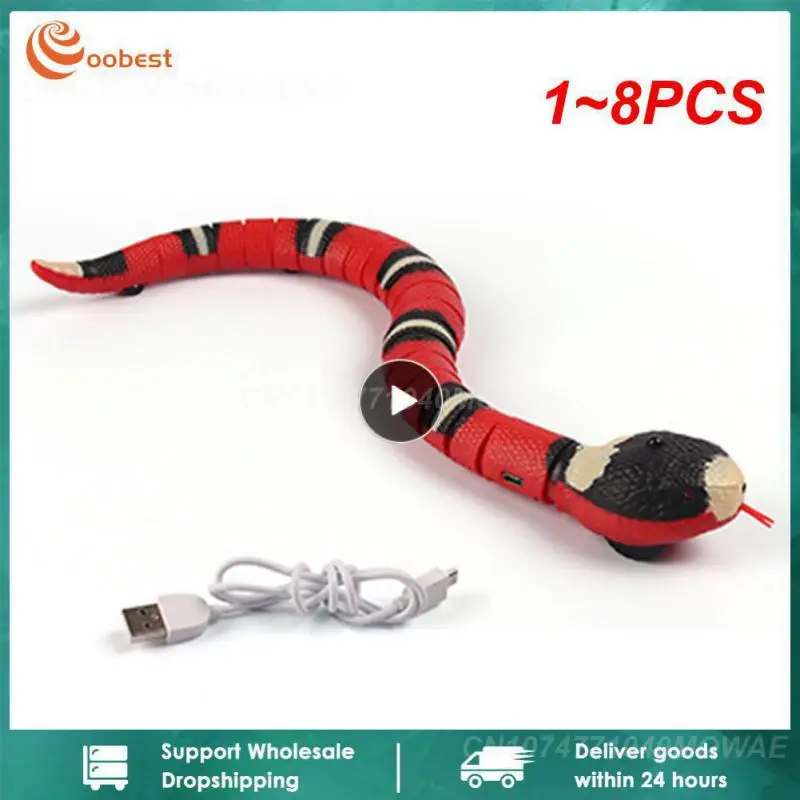 

1~8PCS Smart Sensing Interactive Cat Toys Automatic Eletronic Snake Cat Teasering Play USB Rechargeable Kitten Toys for Cats