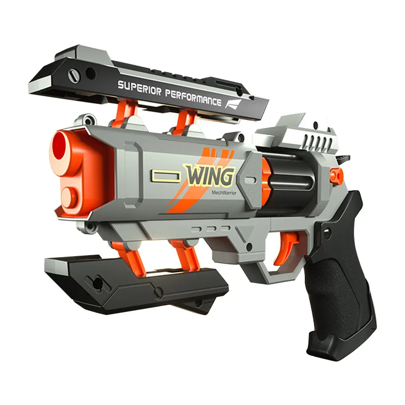 Burst Mech revolver Soft bullet gun can fire toy gun Boy outdoor interactive eating chicken pistol model machinery 5