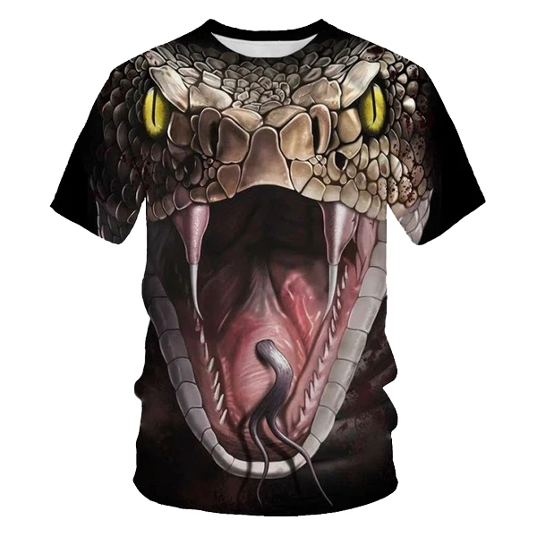 

Horror Eerie Snake 3D Printing Men's Domineering T-shirt Fashion Novelty Short Sleeve Unisex Fun Cobra Tops Sweatshirt