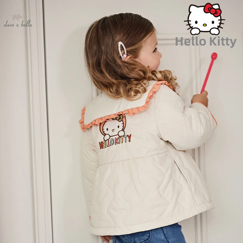 

Hello Kitty Dave Bella Children Girls Parkas Coat 2023 Winter New Fashion Casual Water Proof Cute Warm Outerwear DB4237124