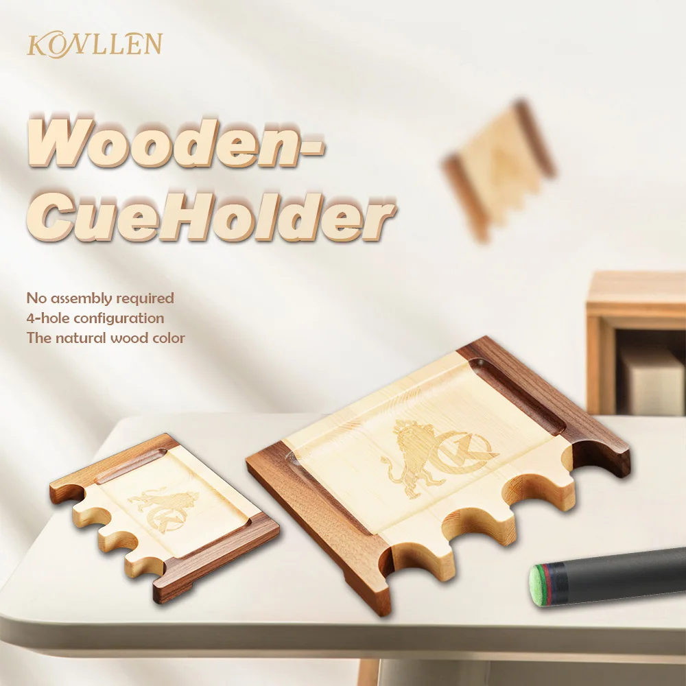 

KONLLEN Billiard Pool Cue Stick Holder Rest Portable Cue Holder 4 Cues Wood Durable Billiard Cue Rack for Pool Bars Accessories