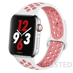 Silicone Sport Strap for Apple Watch Bands - Vibrant & Durable Bracelet (White light pink 13)