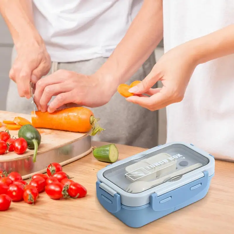 

Divided Lunch Containers Meal Prep Portable Container Food Safe PP Lunch Box with Lid and Spoon kitchen home accessories