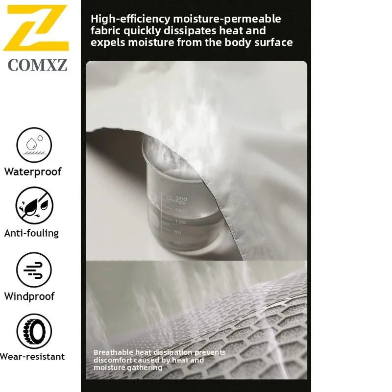 COMXZ Men Outdoor Softshell Windbreaker Waterproof Windproof Hiking Climbing Coat Stretch Breathable Mountain Style Hood Jacket