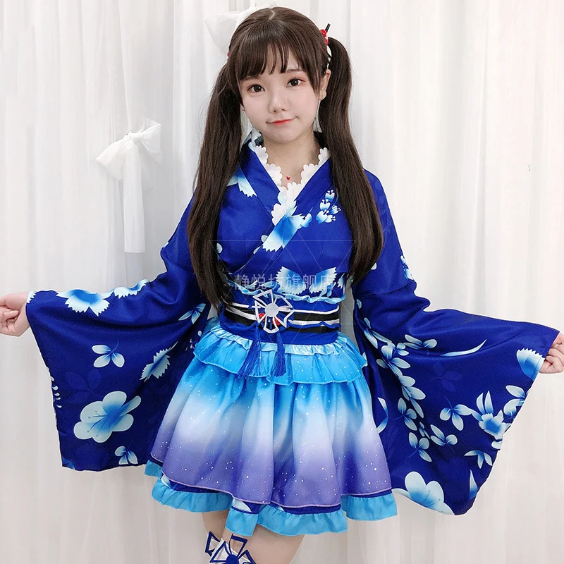 

Sexy Cute Cosplay Dress Anime Halloween Costume for Women 4-Piece Disfraz Vestidos Japanese Kimono Waistband Performance Party