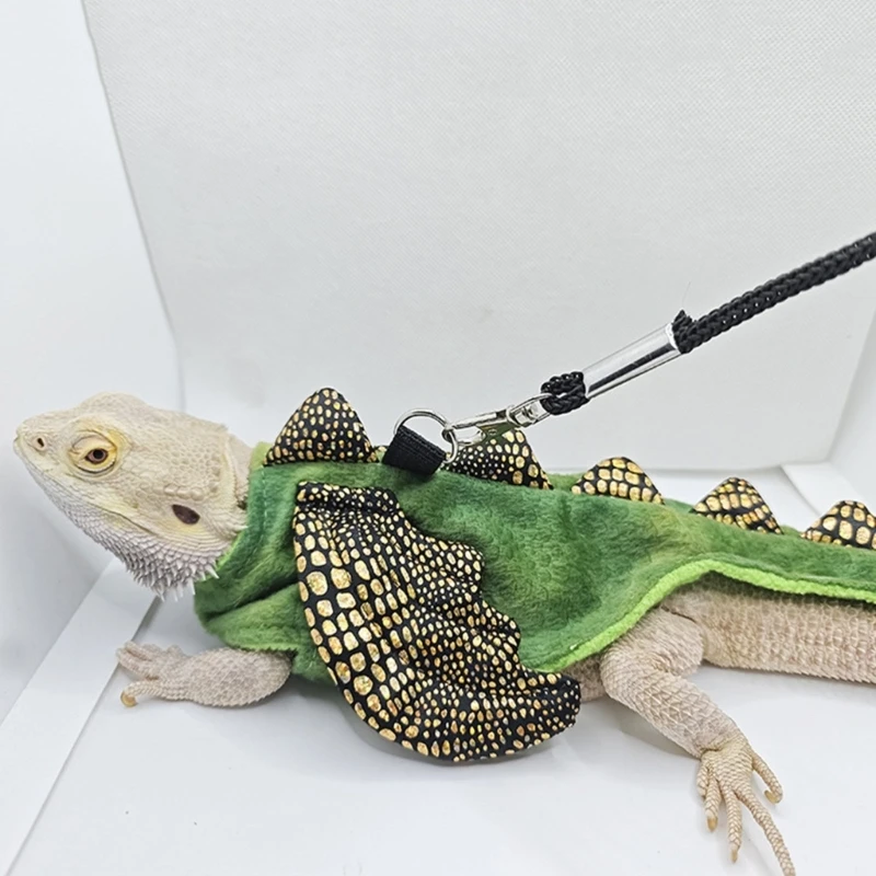 Reptiles Harness Dinosaur Costume with Leash Lizards Outdoor Walking Costume BeardedDragon Winter Clothes Easy Wear