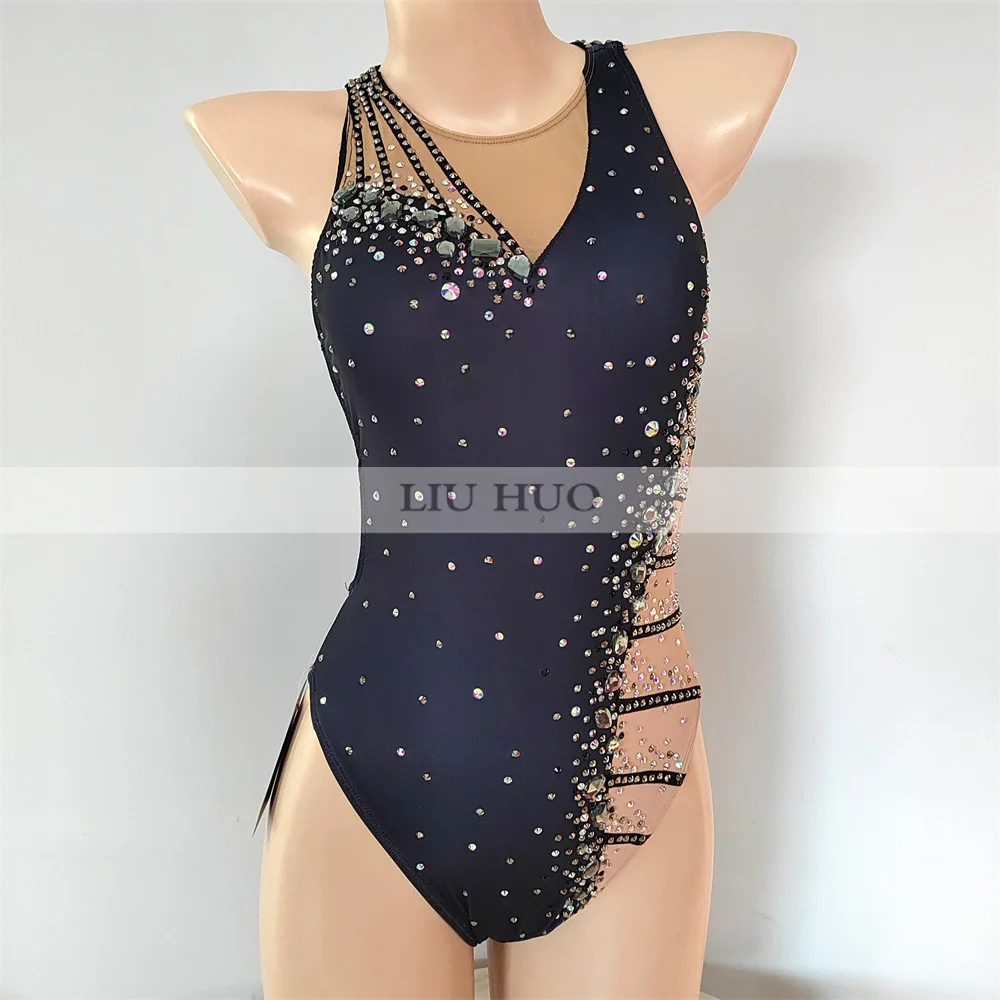 Synchronized Swimming Tights Girls Adult Performance Kids Rhythmic Leotard Children Teens Competition Black Dance