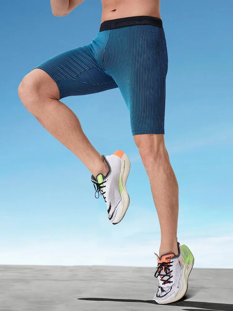 Herren Sommer Enge Laufsport Schnelltrocknende Shorts Kompressionshose Atmungsaktive Marathon-Fitnesshose mit Taschen – Detail 9