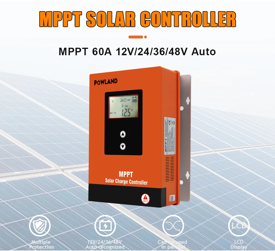 POWLAND MPPT Solar Laderegler 60A 40A 30A 20A Batterie 12V 24V 36V 48V Auto Max PV 150VDC Für Blei-Säure-Lithium-Batterie – Detail 2