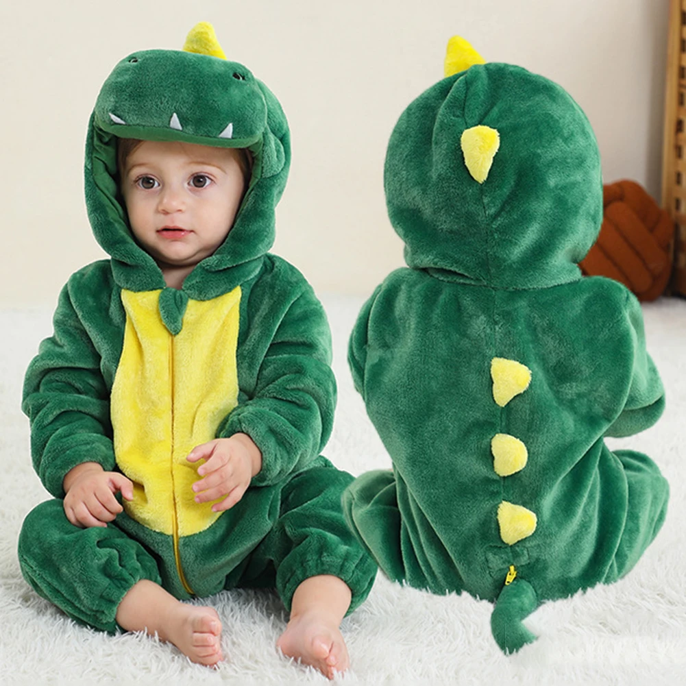 

Cute Children Green Dinosaur Zipper Hooded Onesie Nightshirt Stylish Soft Loose Home Rompers for Kids Boy Girl Pajamas 2023