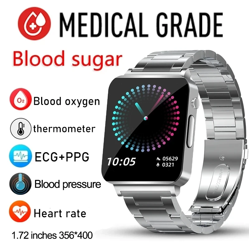 

KAVSUMI New Medical Level Health Monitoring PPG+ECG Smart Watch Men Heart Rate Blood Oxygen Monitor Non-Invasive Blood Glucose