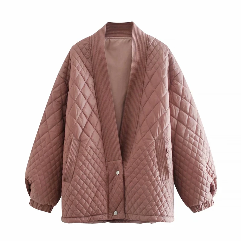 Women's Warm Elegant Jacket Women's Solid Color Oversized Parka Coat for Fall/winter 2023 V-neck Retro Check Button Pocket