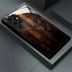 Exquisite Luxury High - End Glass Phone Case with Wood Grain Texture - Galaxy S21 FE 5G (HS)