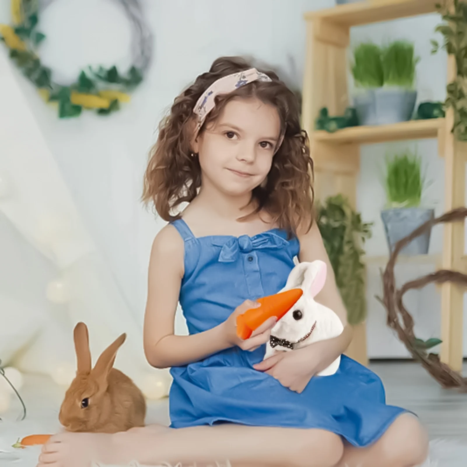 Interactive Electronic Pet Realistic Plush Rabbit Toy Simulation Bunny Toy with Sounds and Movements Companion Animal for Kids