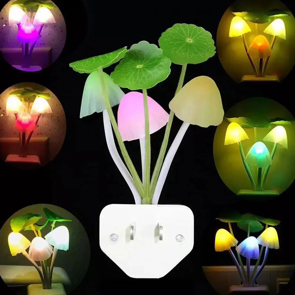 

Novelty Lotus Leaf Mushroom Light Control Induction Lamp Accessories Wall Decor LED Baby Bedside Bedroom Colorful Creative O0W6