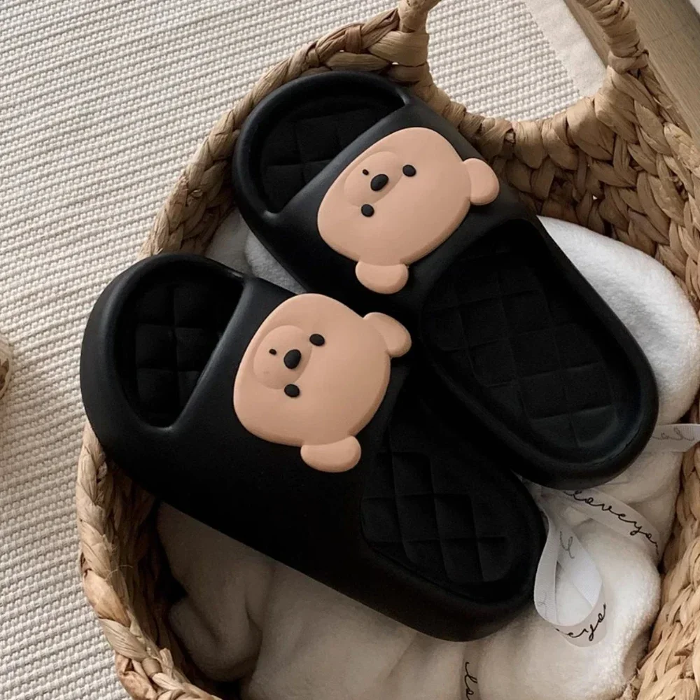 Cute Bear Design Thick Sole Women Slippers Slides Bathroom Beach Indoor Sandals Summer Couple Shoes 6
