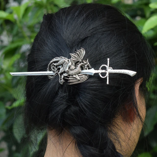 Viking Dragon Celtics Knot Hair Clip Pagan Hair Accessories