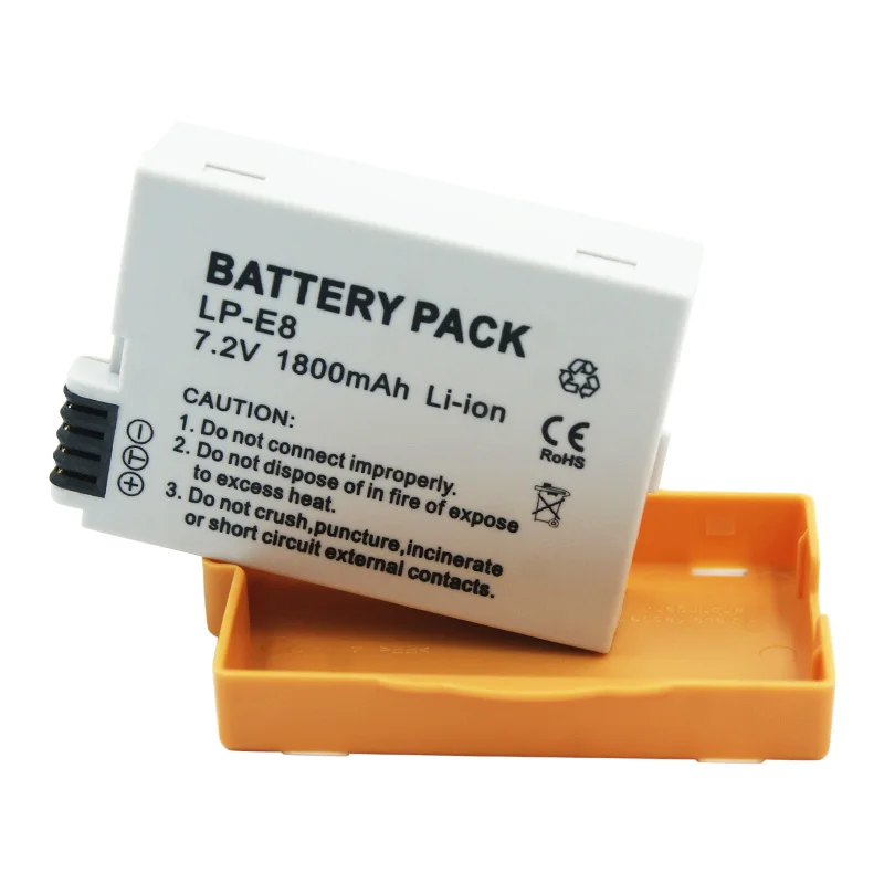 2 Batterie Li-Ion Da 1300 MAh Per Canon LP-E8, Compatibili Con EOS 550D, 600D, 650D, 700D E Battery Grip BG-E8