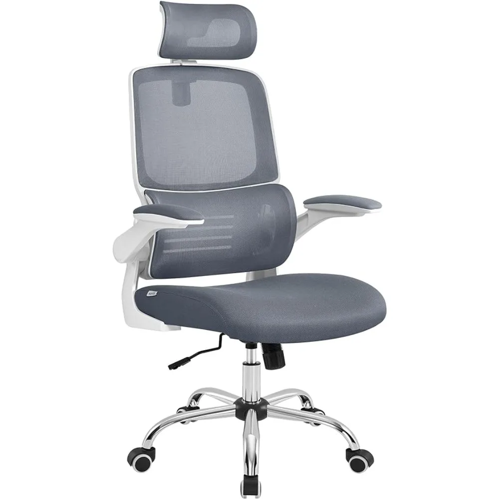 VASAGLE Office Chair, Ergonomic Design, Lumbar Support, High Back Desk Chair, Mesh Computer Chair, Foldable Armrests