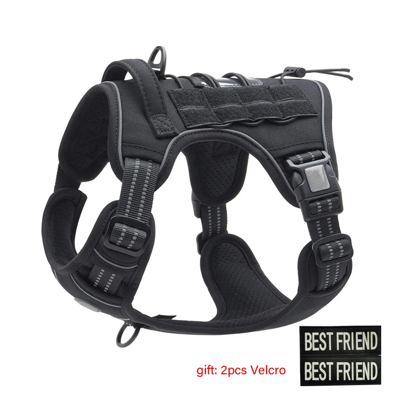 Tactical Dog Harness Adjustable Pet Working Training Military Service Vest Reflective Dog Harness For Small Medium Big Dogs dog collars golden retriever	 Dog Collars