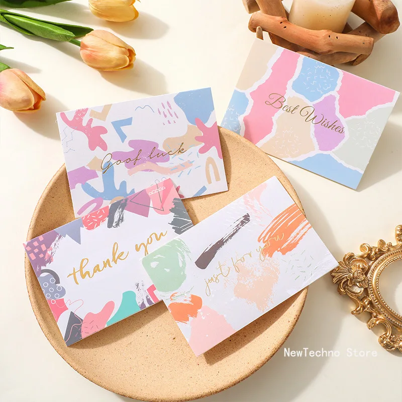 

6Pcs/set Thank You Card with Envelope Good Luck Just Best Wishes Greeting Card Thank You Cards for Business postcards