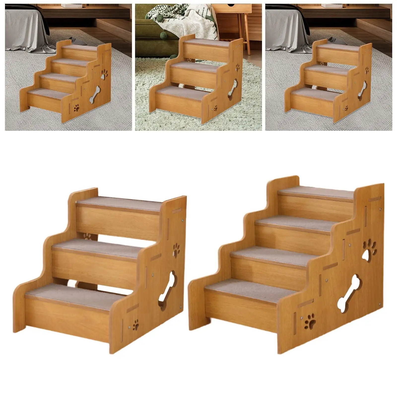 Dog Stair for High Bed Wooden Pet Stair Puppy Essentials for Small Medium Older