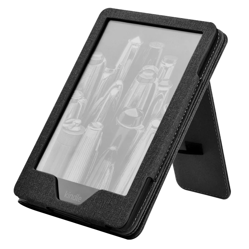 Compact 6-Inch PU Leather E-Reader Case with Hand Strap, Stand, and Card Slot