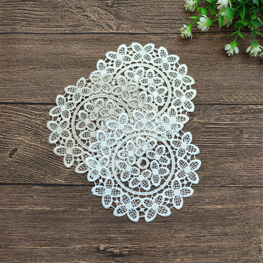 

Exquisite Embroidery Lace Place Table Mats 12cm 18cm 28cm 40cm Placemat Drink Doily Dining Coffee Mug Coaster Christmas Decorate