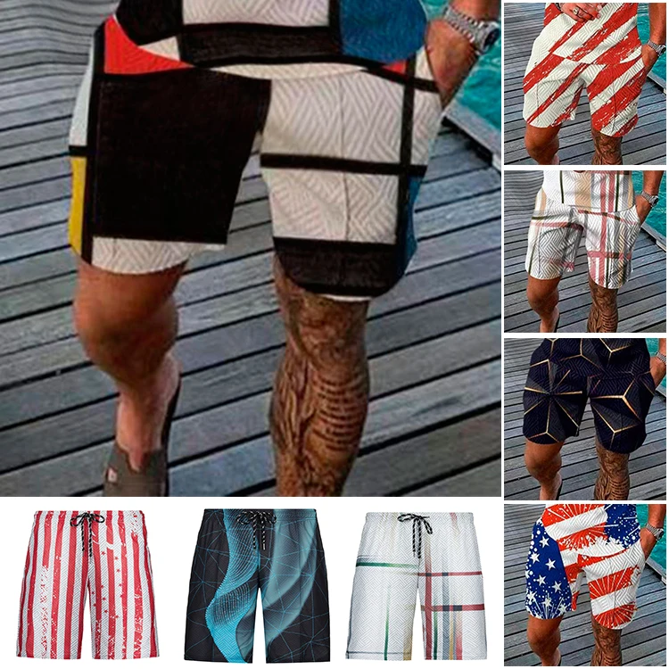 

Summer New Men's Fashion Casual 3D Printed Quick-Dry Beach Shorts Thin Soft Short Pants Sports Shorts Gym Oversized