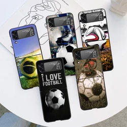 Football Soccer Ball Black Case for Samsung Z Flip 3 4 Phone Funda for Galaxy Z Flip 3 Hard Fundas zflip3 flip4 Cover