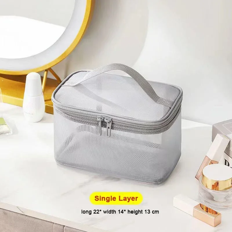 Women's Transparent Mesh Makeup and Toiletry Travel Organizer Bag