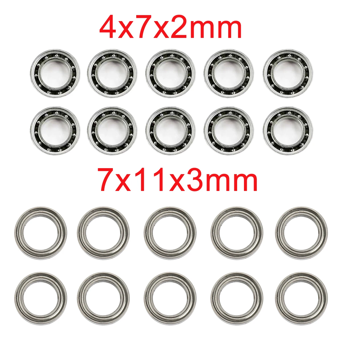 

10PCS Ball Bearing 4x7x2 Front Rear Drive Shaft 7x11x3 Differential/Central Shaft for Wltoys 144001 124018 124019 Rc Car Toys