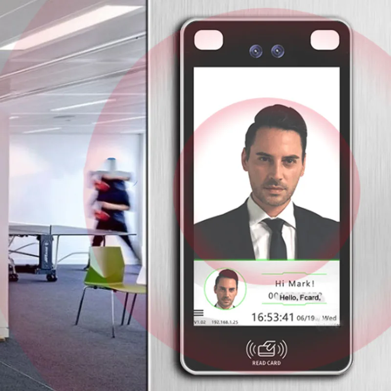 Metal TCP/IP Biometric Face Recognition Access Control Keypad Fingerprint Time Attendance Machine 5 Inch Full View HD Screen