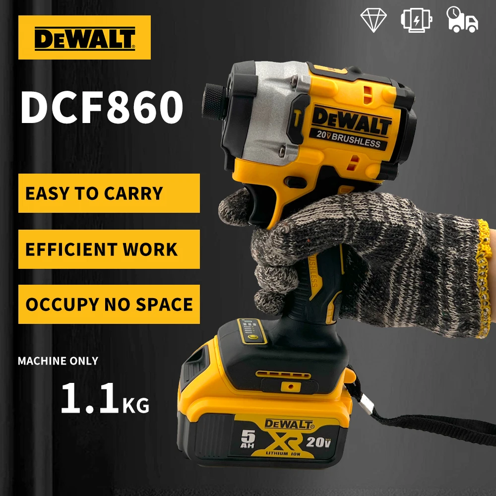 DEWALT DCF860 282N.m Ultra-high torque brushless power impact driver 20v lithium battery 3800rpm high-speed running power tools 3