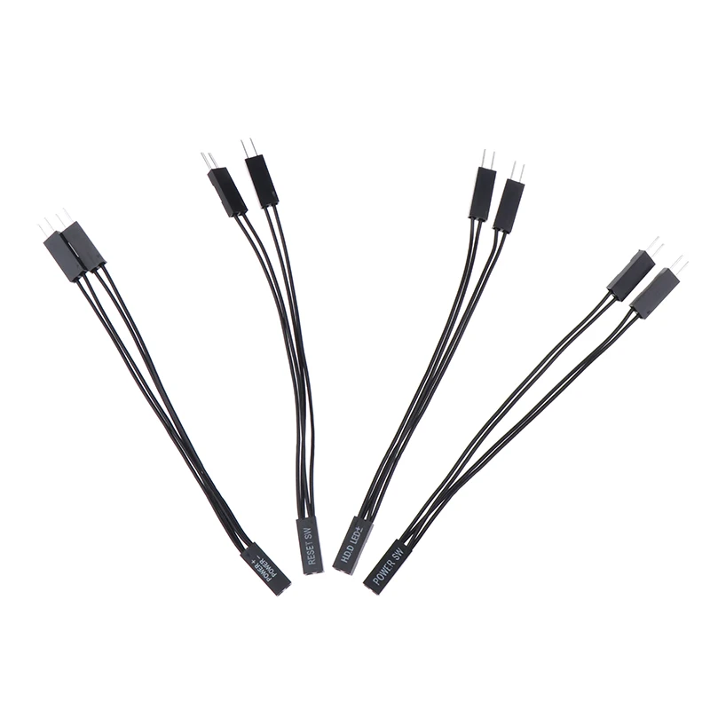 Dual Adapter Cable with Switch and LED Indicators - 10cm, 1 Female to 2 Male Splitter, 2 Pins