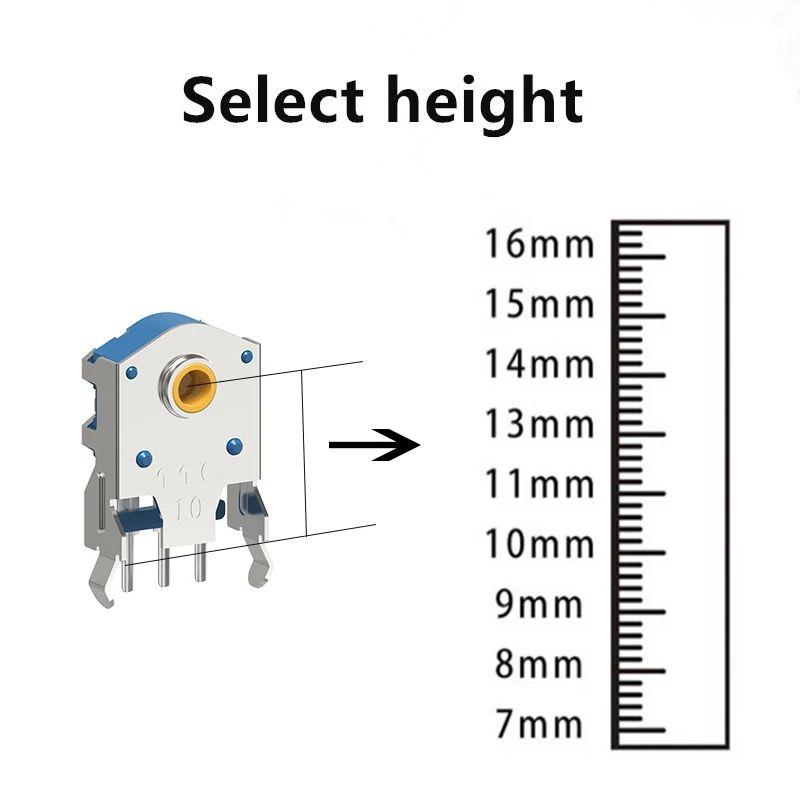 Description Picture 2 of itemTTC 7/8/9/10/11/12/13/14/15/16mm Rotary Mouse Scroll Gold Wheel Encoder With 1.74mm Hole Mark,20-40g For PC Mouse Dustproof