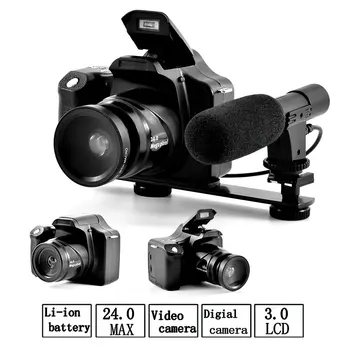 사진 비디오 촬영용 전자 손떨림 방지 DSLR 카메라, 18X 미디엄 망원 디지털 캠코더, 풀 HD 3.0 인치 디스플레이