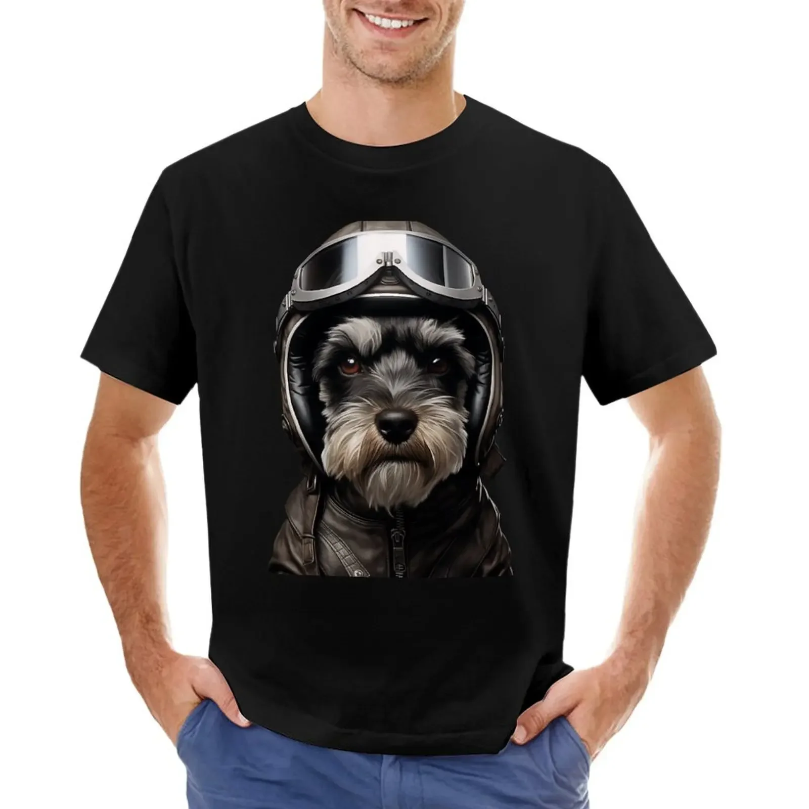 

Schnauzer the pilot T-shirt oversized vintage clothes blanks graphics men t shirt