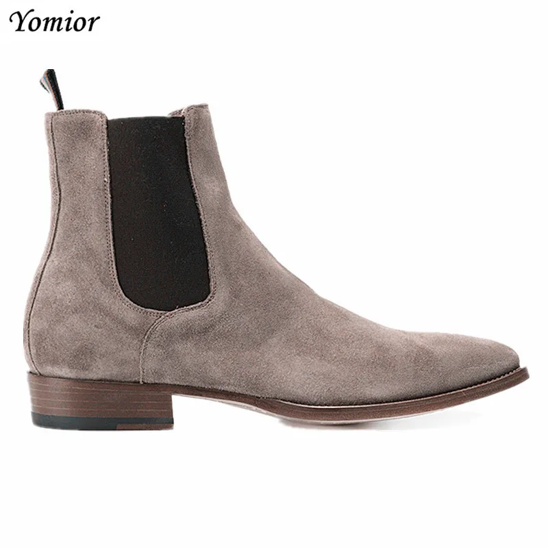 Handmade Spring Winter Kanye West Shoes Boots Chelsea Ankle Boots Real Leather Wedding Party Dress Motorcycle Men