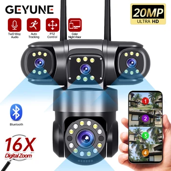 20MP WiFi IP Camera Four Lens Four screens Outdoor PTZ Camera IP66 Waterproof Night Vision Two-Way Audio CCTV Security Camera 1