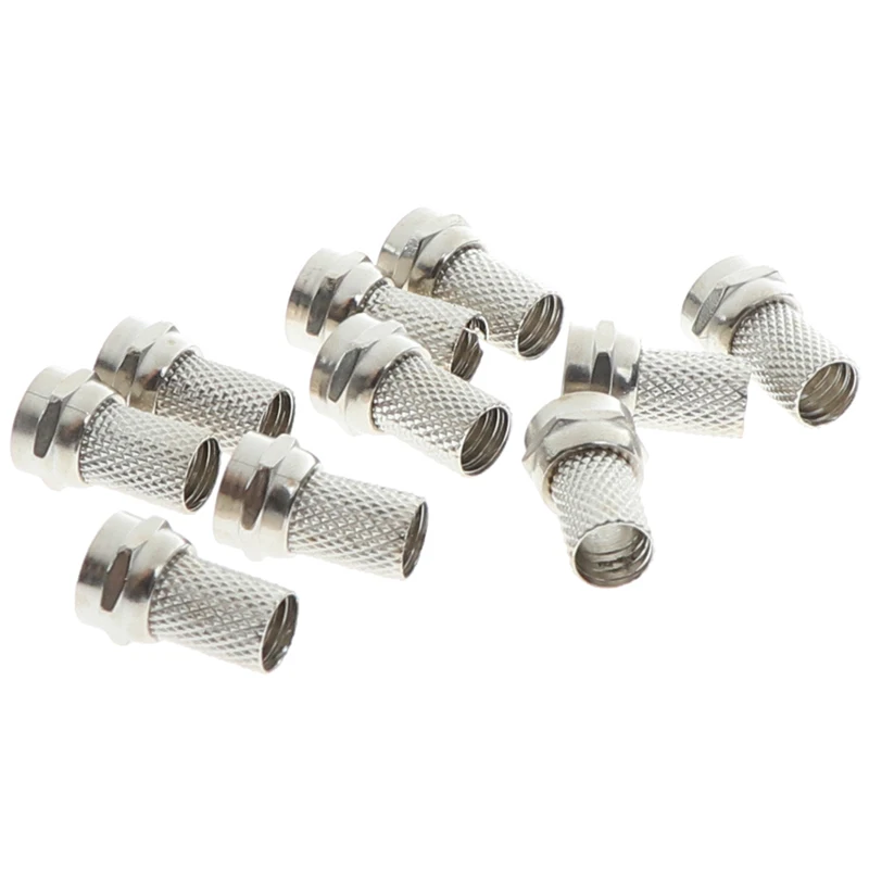 

10 Pcs New Copper Twist On RG6 F Type Coaxial Cable Connector Plugs High Quality Connector For TV Satellite Antenna Coax Cable