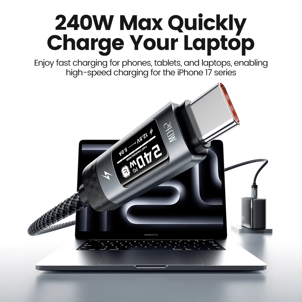 รูปสินค้า สายชาร์จ USB-C 240W พร้อมหน้าจอ OLED