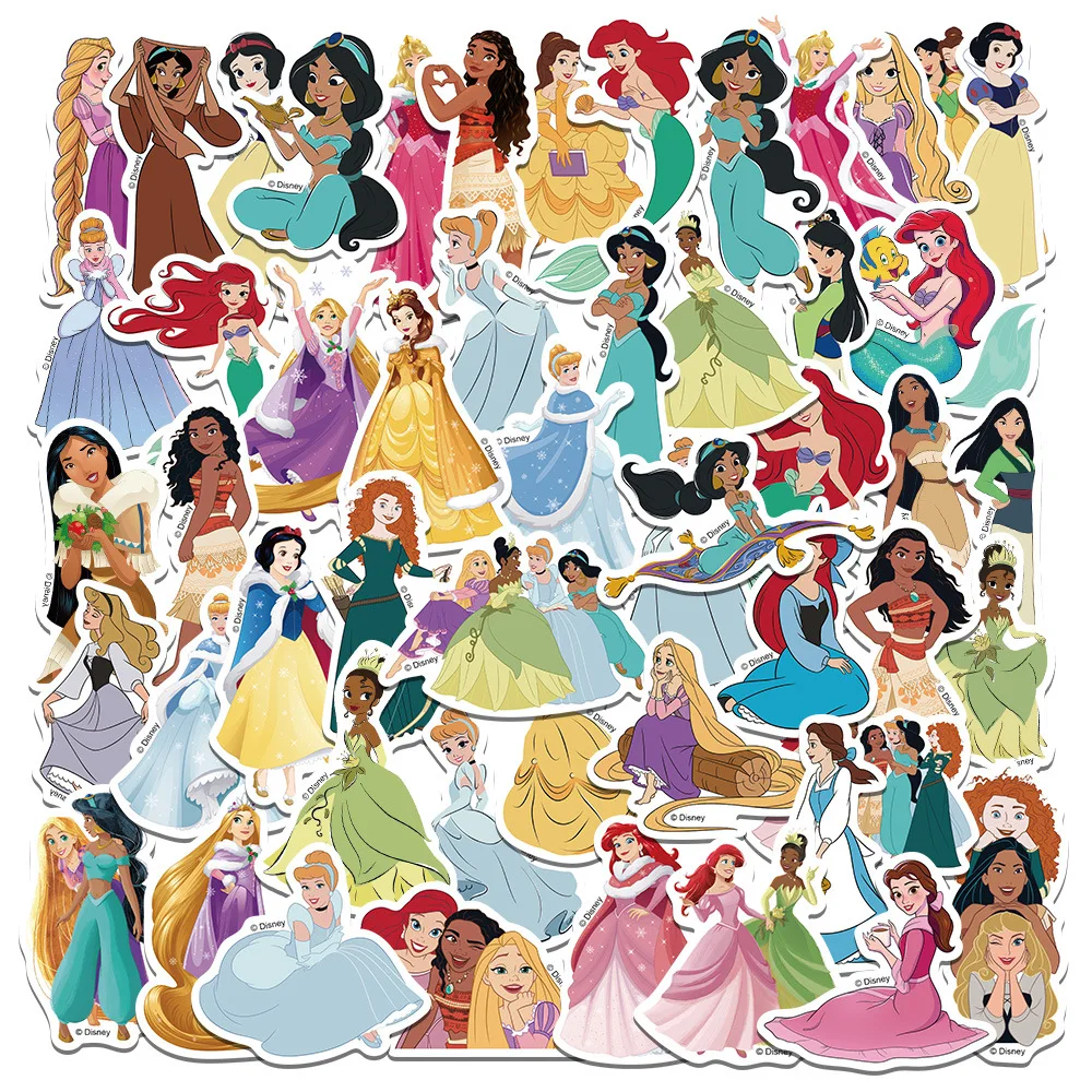 50pcs Disney Mix Cartoon Cute Stitch Micky Princess Stickers Vinyl Laptop Luggage Skateboard Waterproof Girl Sticker 4