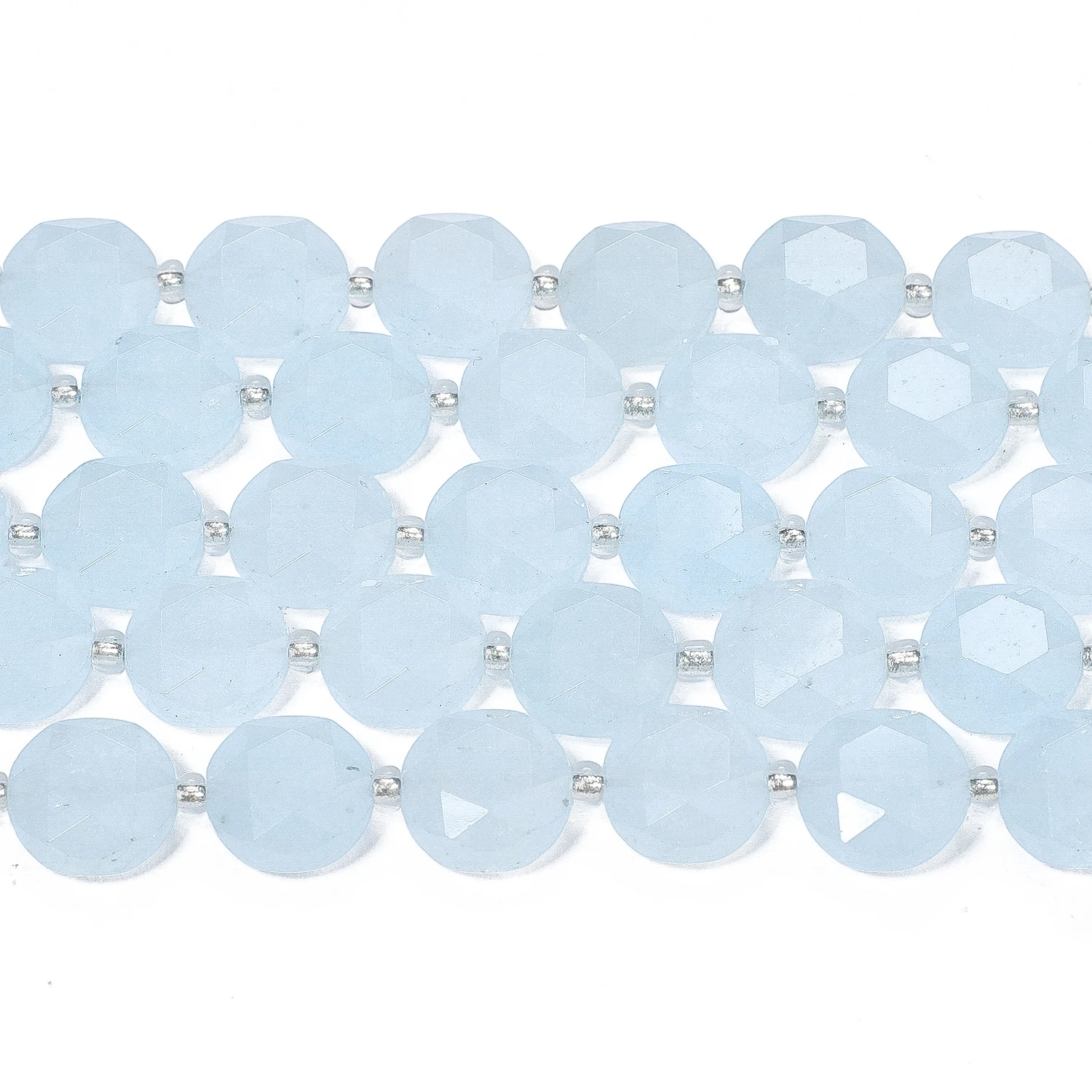 10x5mm AAA 면처리된 코인 천연석 블루 아쿠아마린 비즈 론델 스페이서 비즈 쥬얼리 제작 DIY 참 장식 팔찌 15인치