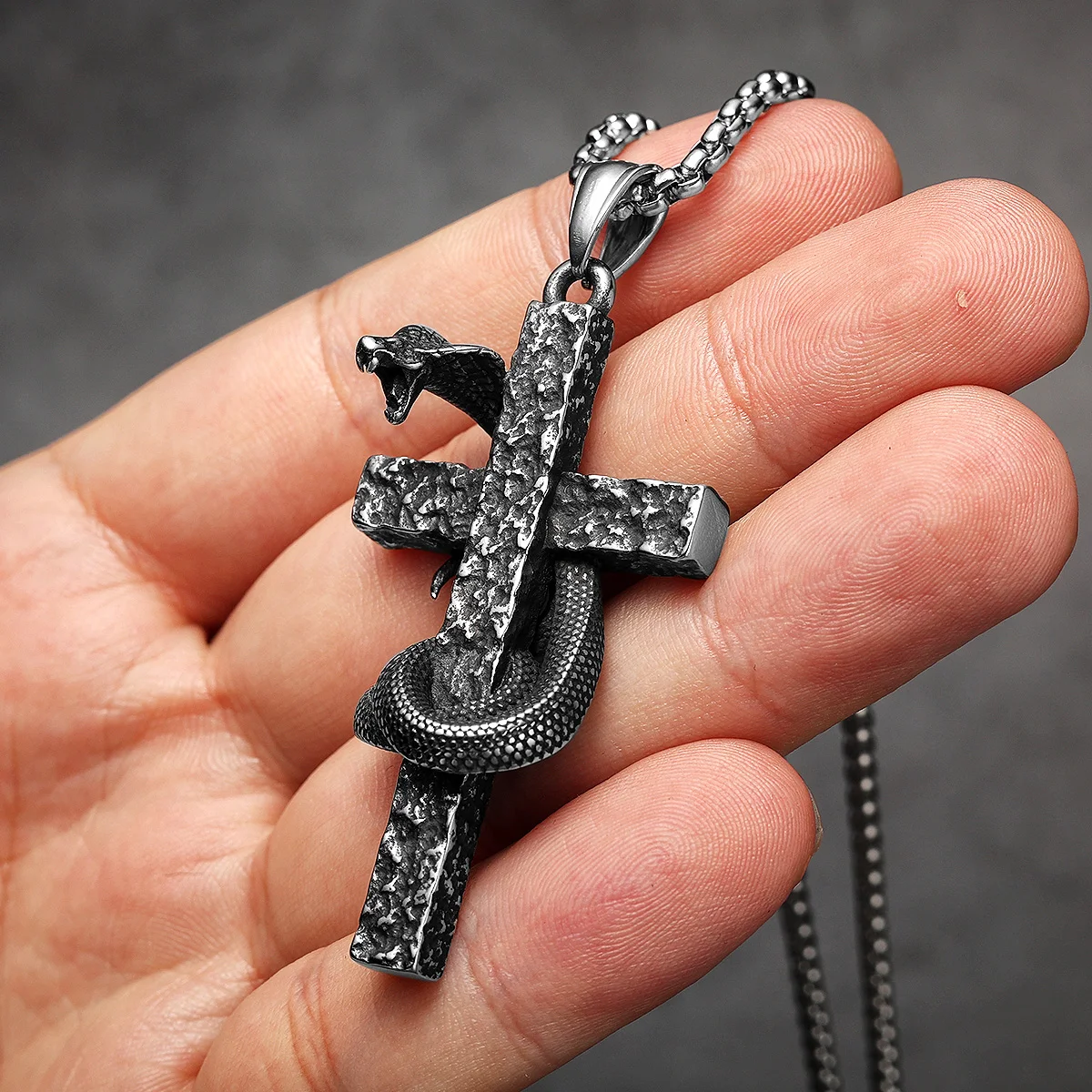 Heren Wolfraam Stalen Staaf Hanger Ketting met 22 Inch Roestvrij Staal Snake Chain | NL