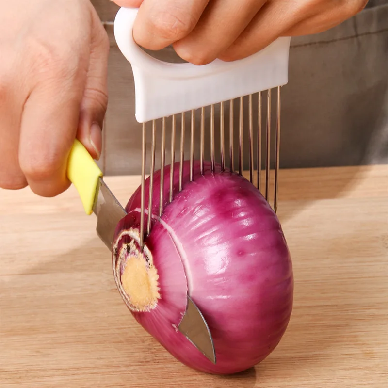 Stainless Steel Onion Needle Fork Pine Meat Needle Vegetable Fruit Slicer Tomato Cutter Cutting Holder Kitchen Accessorie Tool vegetable slicer,fruit slicer,onion slicer holder,onion slicer,food slicer
