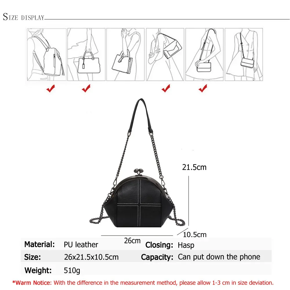 Chain Design Ladies Shoulder Bag PU Leather Women Messenger Bags Solid Color Designer Women's Wallet crossbody bag women handbags leather shoulder bag pu crossbody bag