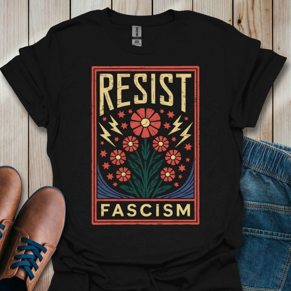 Resist Fascism Grafik-T-Shirt: Aktivist Anti-Fascist Unisex-Shirt Lässige Mode Kurzarm-T-Shirt Lässige weibliche O-Ausschnitt-Tops – Detail 8