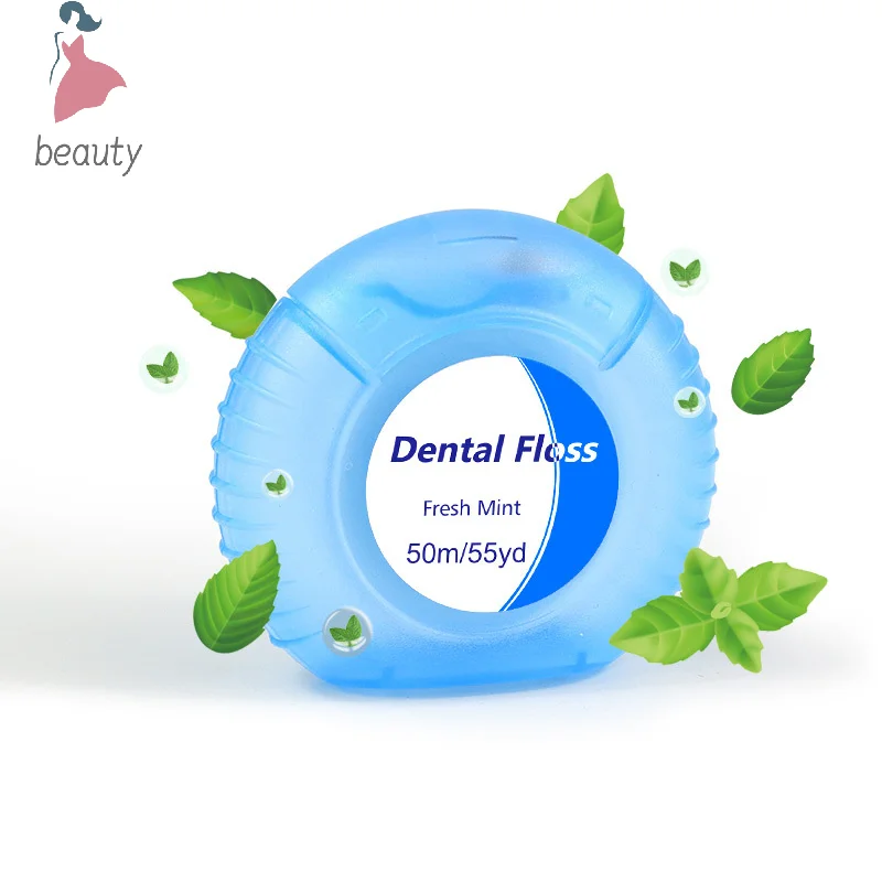 

1 Roll 50m Dental Flosser Oral Hygiene Teeth Cleaning Wax Mint Flavored Dental Floss Spool Toothpick Teeth Flosser